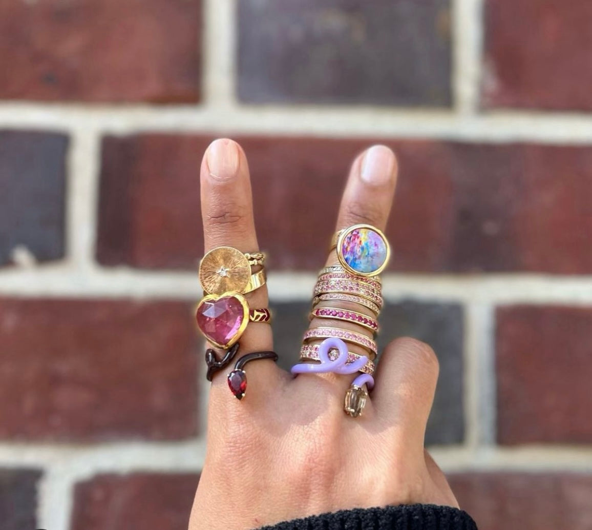 Skinny Dark Pink Sapphire Goddess Wrap Ring