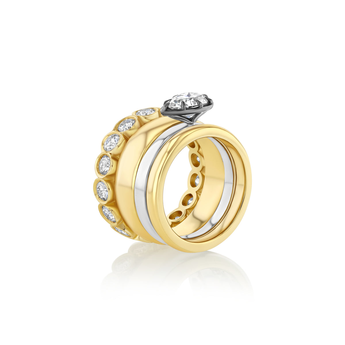 Pear Solitaire Bezel Quad Ring – Tara Hirshberg Jewelry
