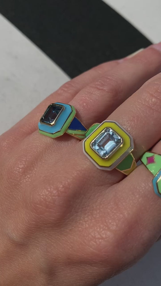 
                  
                    Load and play video in Gallery viewer, Topaz Chevron Cocktail Ring
                  
                