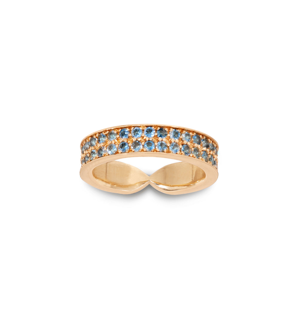 Double Aquamarine Goddess Wrap Ring