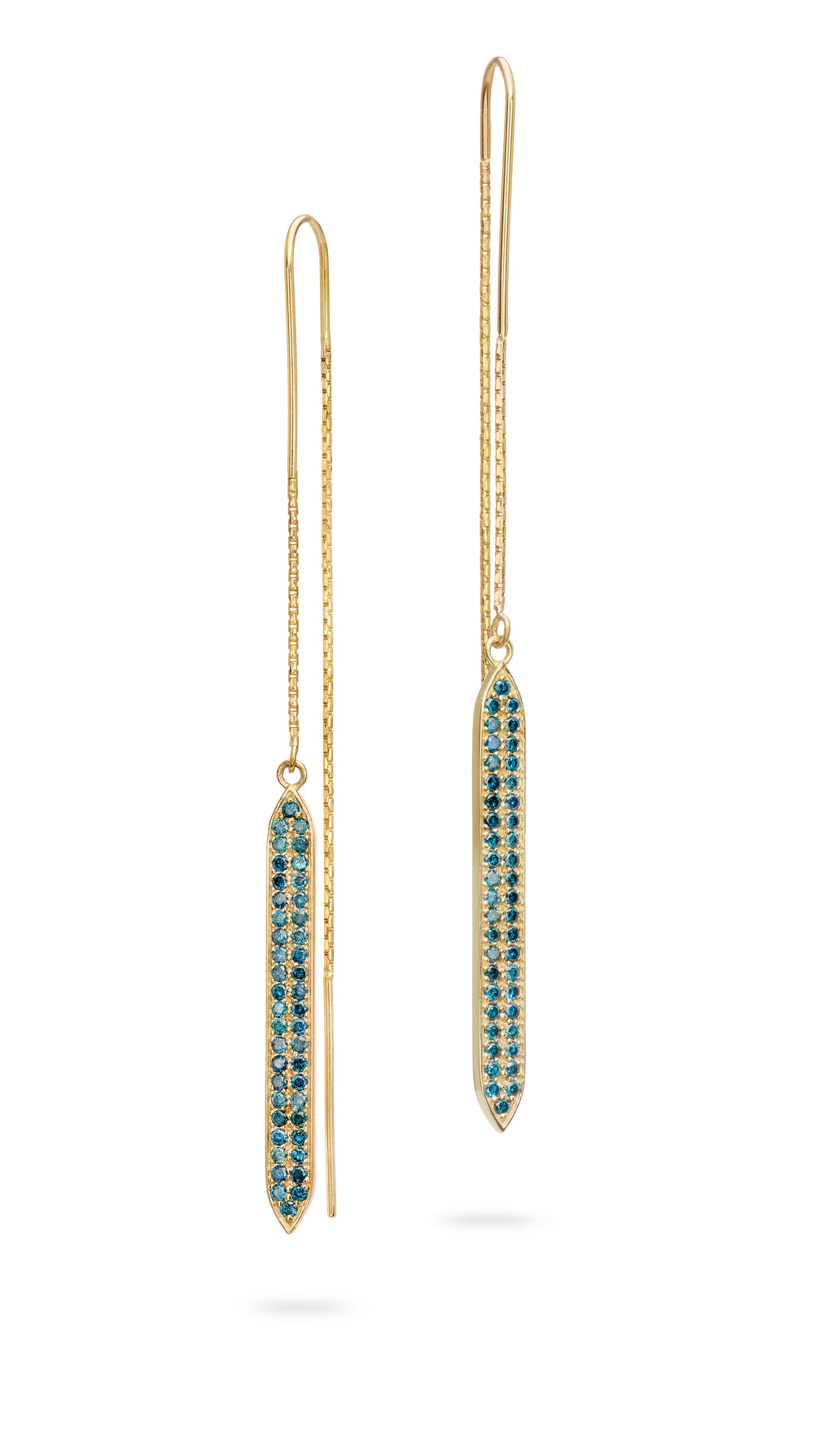 Blue Diamond Goddess Threader Earrings