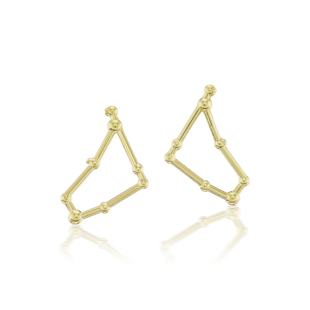 Capricorn Constellation Gold Stud Earrings