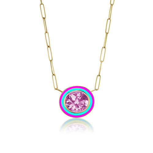 Pink Topaz Cocktail Pendant Necklace