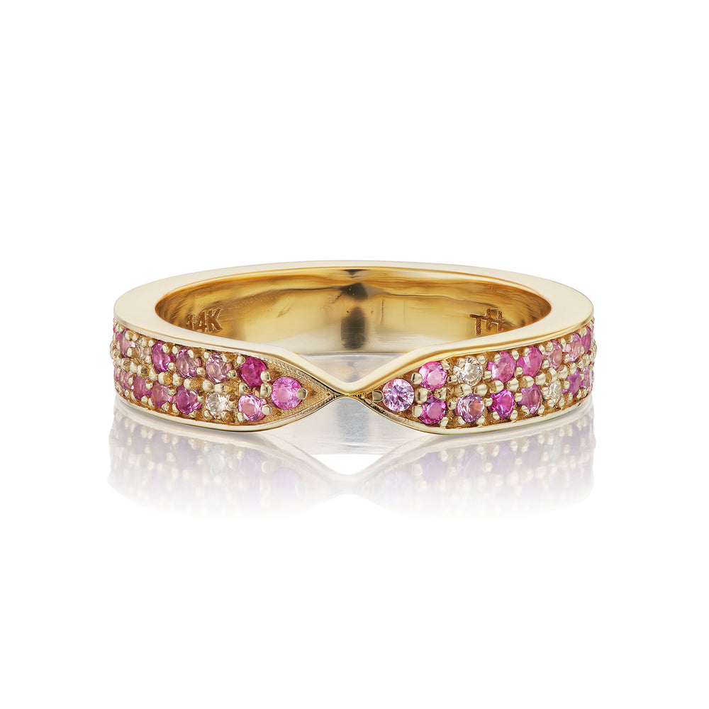 Double Mixed Pink Sapphire and Diamond Goddess Wrap Ring