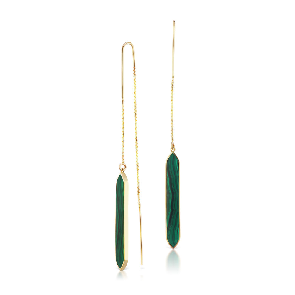 Malachite Goddess Threader Earrings