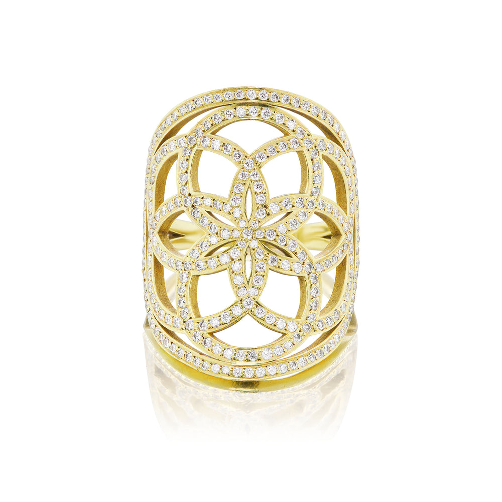 
                  
                    Sacred Flower Diamond Shield Ring
                  
                