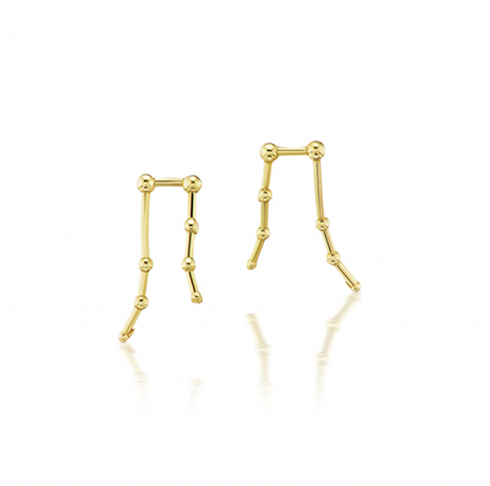 Gemini Constellation Gold Stud Earrings
