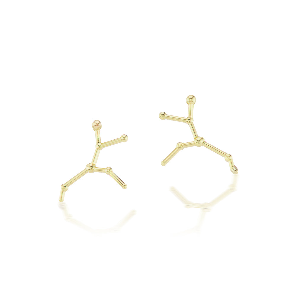 Virgo Constellation Gold Stud Earrings