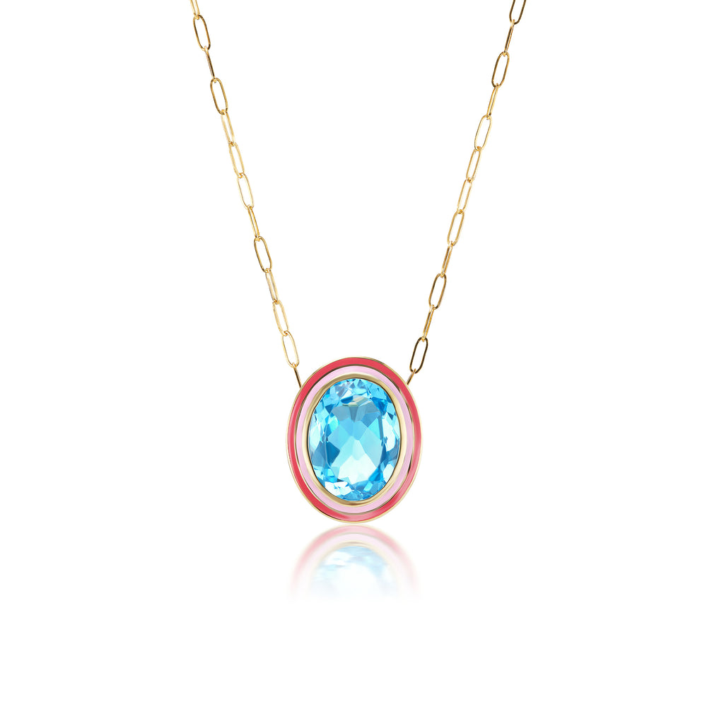 Blue Topaz Cocktail Pendant Necklace