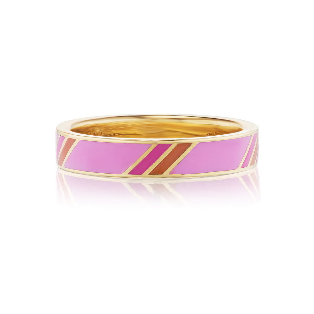 Laguna Pink Diagonal Stripe Cocktail Band Ring