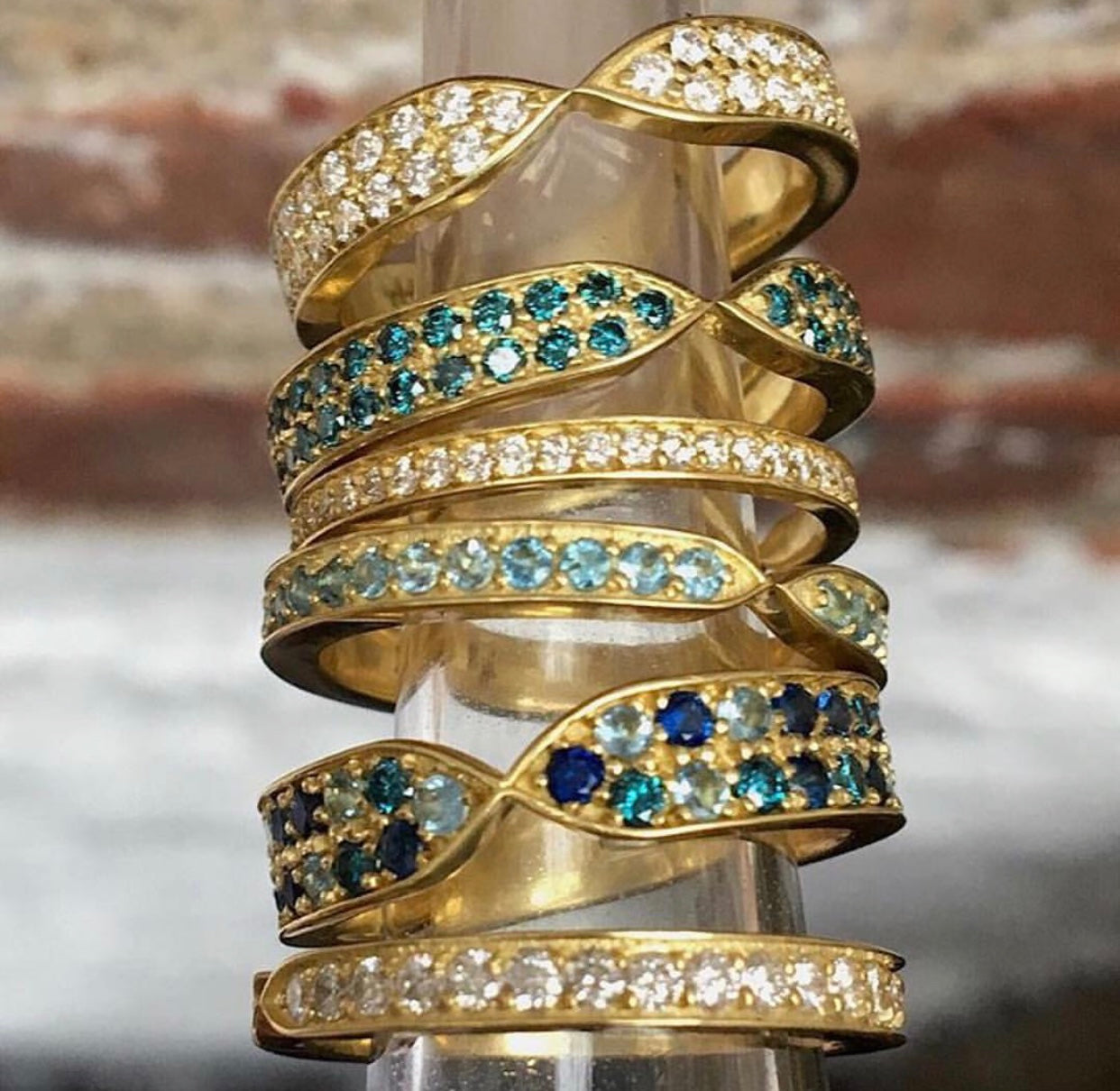 
                  
                    Double Mixed Blues Goddess Wrap Ring (Aquamarine, Sapphires, Blue Diamonds)
                  
                