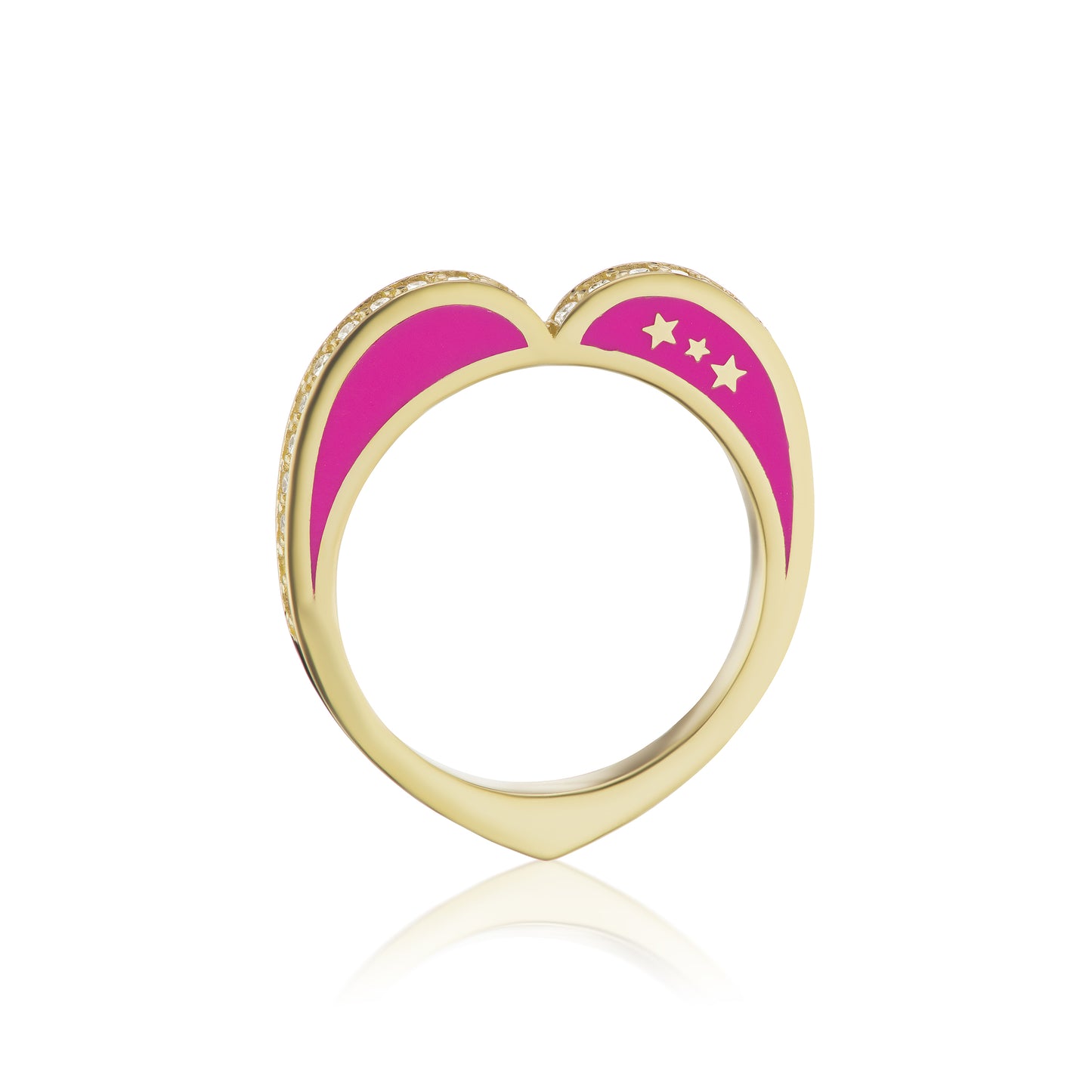 
                  
                    Diamond Open Heart Ring, Pink
                  
                